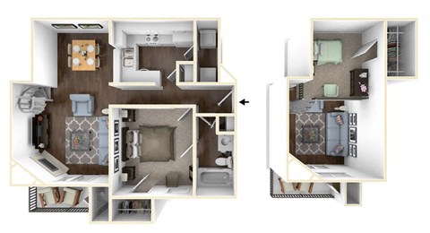 1 bedroom 1 bathroom A5 Floor Plan at One Rocky Ridge Apartment, Georgia